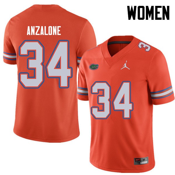 Jordan Brand Women #34 Alex Anzalone Florida Gators College Football Jersey Orange